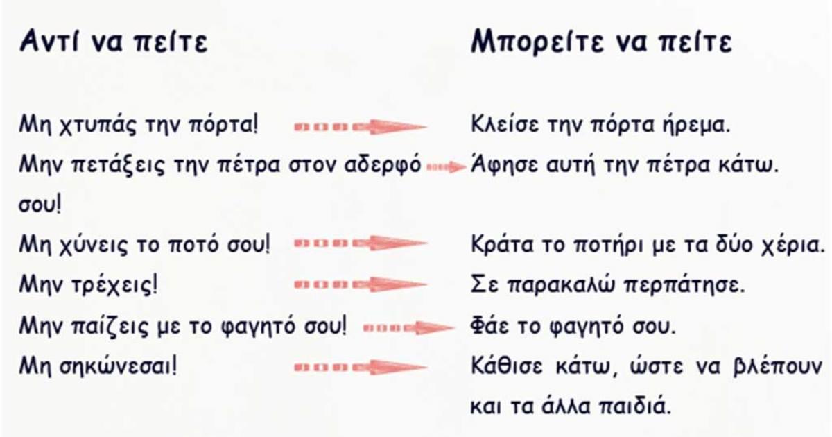 Βελτιώστε τη συμπεριφορά του παιδιού σας χρησιμοποιώντας θετική διατύπωση