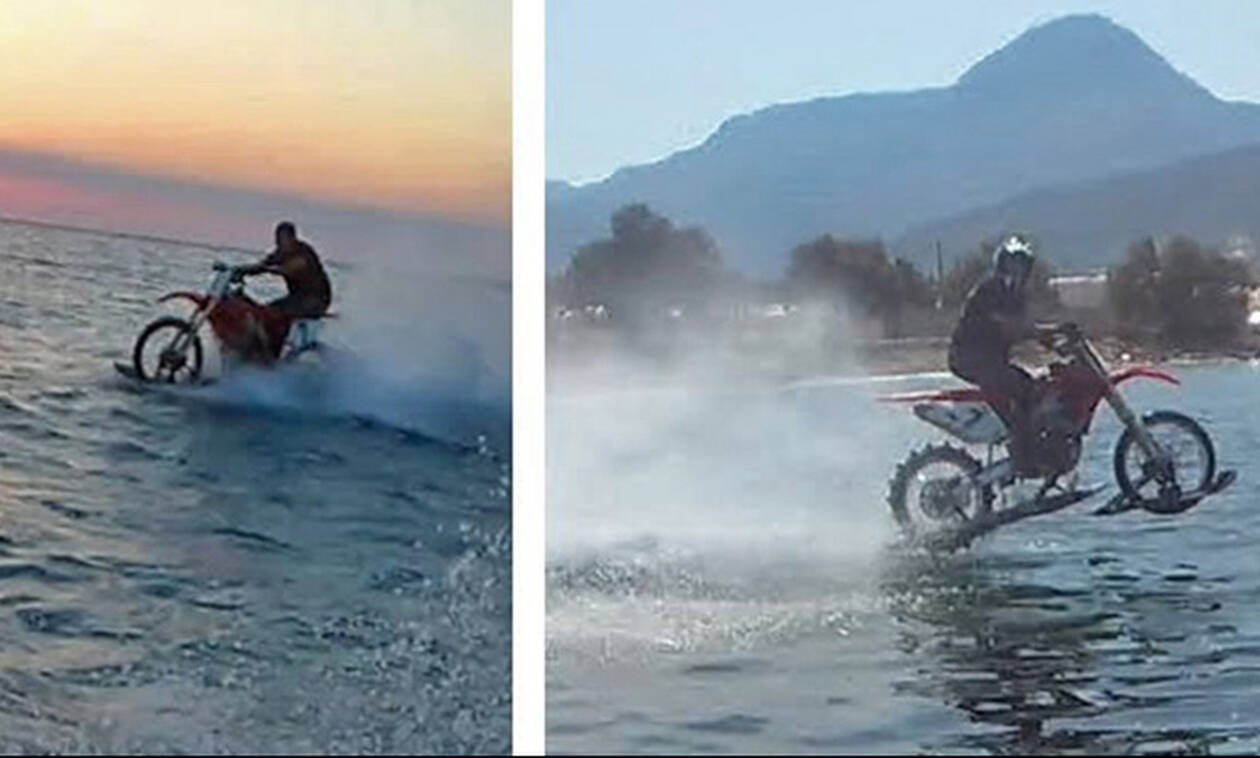 Χανιώτης οδηγάει μηχανή πάνω στη θάλασσα και «αγγίζει» ρεκόρ Γκίνες