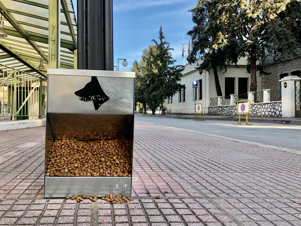 Ταΐστρες για τα αδέσποτα σε 4 κεντρικά σημεία της πόλης από τον Δήμο Τρικκαίων προκειμένου να επιβιώσουν