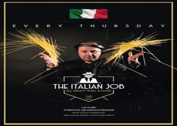 The Italian job… κάθε Πέμπτη στο BarRouge με φινετσατους ήχους, εκλεπτυσμενες ιταλικές γεύσεις στο free menu και δροσερά Cocktails