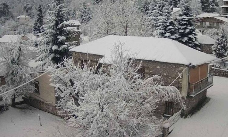 Καιρός ΤΩΡΑ: Χιονίζει από το πρωί στο Μέτσοβο