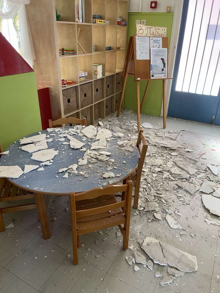 Κατέρρευσε τμήμα της οροφής στο 2ο παιδικό σταθμό Τρικκαίων-Από καθαρή τύχη δεν είχαμε τραυματισμούς  ή και τα χειρότερα