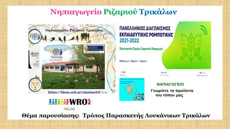 Διάκριση του Νηπιαγωγείου Ριζαριού στον Πανελλήνιο Διαγωνισμό Ρομποτικής WRO Hellas