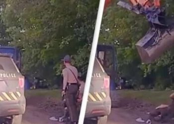 Αμερικανός «κυνηγάει» με εκσκαφέα αστυνομικούς για να μη συλλάβουν τον γιο του