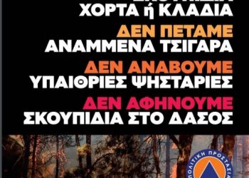 Πολύ υψηλός κίνδυνος πυρκαγιάς την Τρίτη 8/8 σε Μαγνησία- Σποράδες-Π.Ε. Λάρισας – Απαγόρευση κυκλοφορίας σε δάση