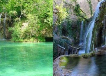 Ελληνική γαλάζια λίμνη: Καταρράκτες με εξωτικά νερά και δέντρα που φτάνουν τόσο ψηλά που το φως περνάει δύσκολα