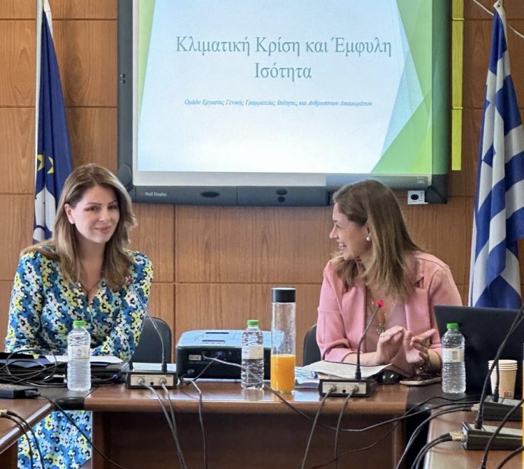 Παρουσίαση των αποτελεσμάτων της έρευνας «Κλιματική Κρίση και Έμφυλη Ισότητα» της ομάδας εργασίας της ΓΓΙΑΔ, παρουσία της υφυπουργού Κοινωνικής Συνοχής και Οικογένειας, Κατερίνας Παπακώστα