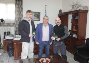 Στον Δήμαρχο Πύλης οι Πρωταθλητές της Καλλισθενικής Γυμναστικής Φάνης Χρυσούλας και Δημήτρης Σακελλαρίου