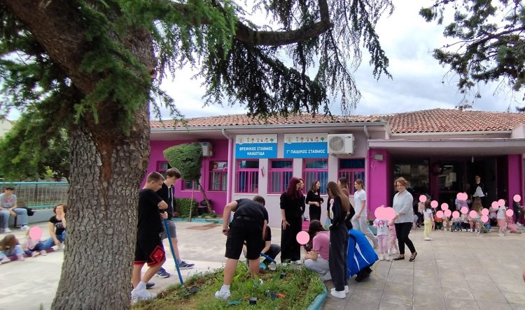 Η Α΄ τάξη του ΠΡΟΤΥΠΟΥ ΕΠΑΛ γεμίζει χρώματα την αυλή Βρεφονηπιακού και Παιδικού Σταθμού