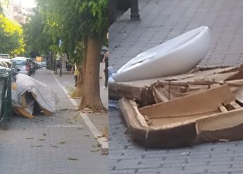 Απίστευτος Λαρισαίος: Πέταξε στο πεζοδρόμιο από στρώμα μέχρι και… νιπτήρα!