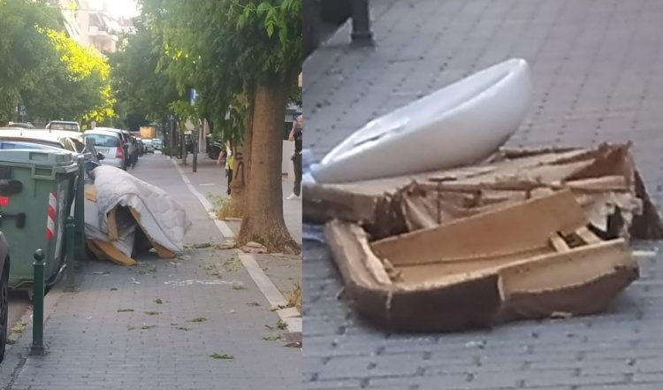 Απίστευτος Λαρισαίος: Πέταξε στο πεζοδρόμιο από στρώμα μέχρι και… νιπτήρα!