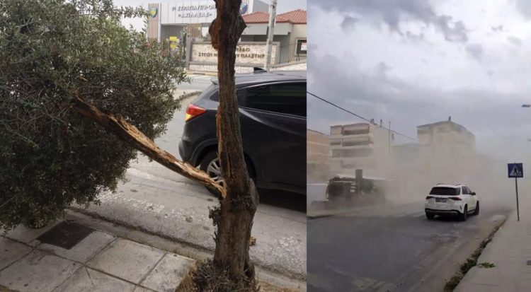 Δείτε βίντεο και φωτογραφίες: Δυνατός αέρας σαρώνει την πόλη της Λάρισας
