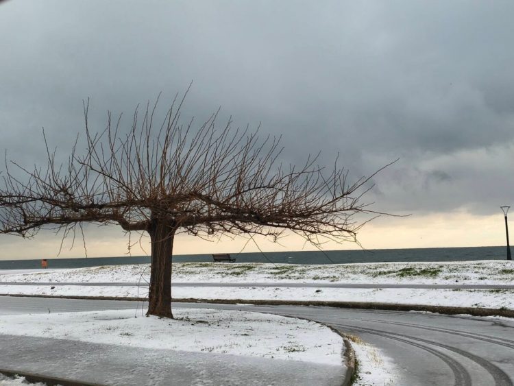 Εντυπωσιακές εικόνες – βίντεο: Χιόνισε και στα παράλια της Λάρισας