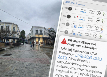 Ήχησε το 112 στα Τρίκαλα -Αναμένεται κακοκαιρία κατηγορίας 4