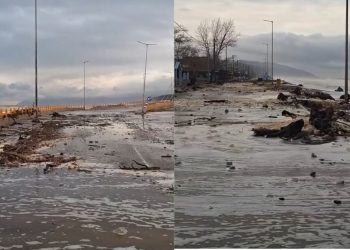 Βίντεο που κόβει την ανάσα: Εικόνες βιβλικής καταστροφής στον Αγιόκαμπο – Δρόμος και θάλασσα έγιναν ένα