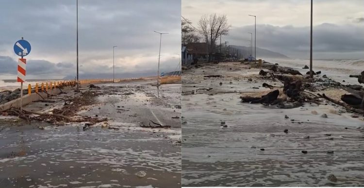 Βίντεο που κόβει την ανάσα: Εικόνες βιβλικής καταστροφής στον Αγιόκαμπο – Δρόμος και θάλασσα έγιναν ένα