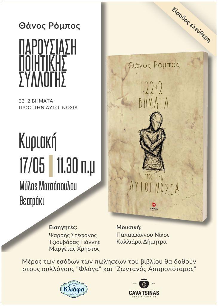Παρουσίαση ποιητικής συλλογής στον Μύλο Ματσόπουλου