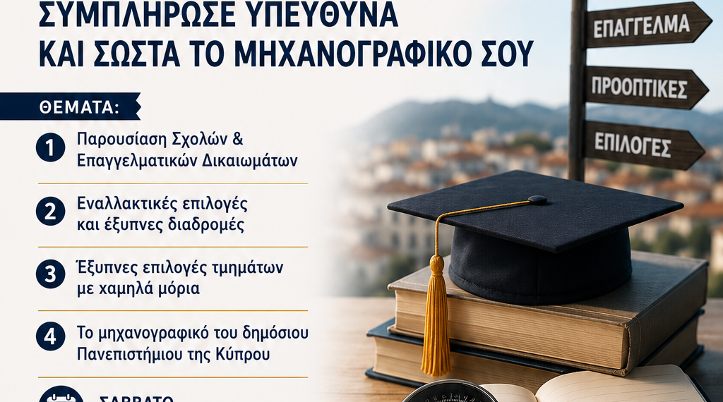 Σεμινάριο επαγγελματικού προσανατολισμού στα Τρίκαλα: Όλα όσα πρέπει να γνωρίζουν οι υποψήφιοι πριν συμπληρώσουν το μηχανογραφικό τους