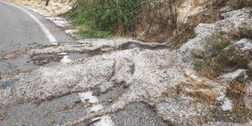 Εικόνες σοκ στον Τύρναβο από τη σφοδρή χαλαζόπτωση – «Άσπρισαν» οι δρόμοι, μεγάλες ζημιές σε καλλιέργειες (φωτό – βίντεο)